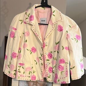 Moschino Cream Blazer with Pink Floral Design